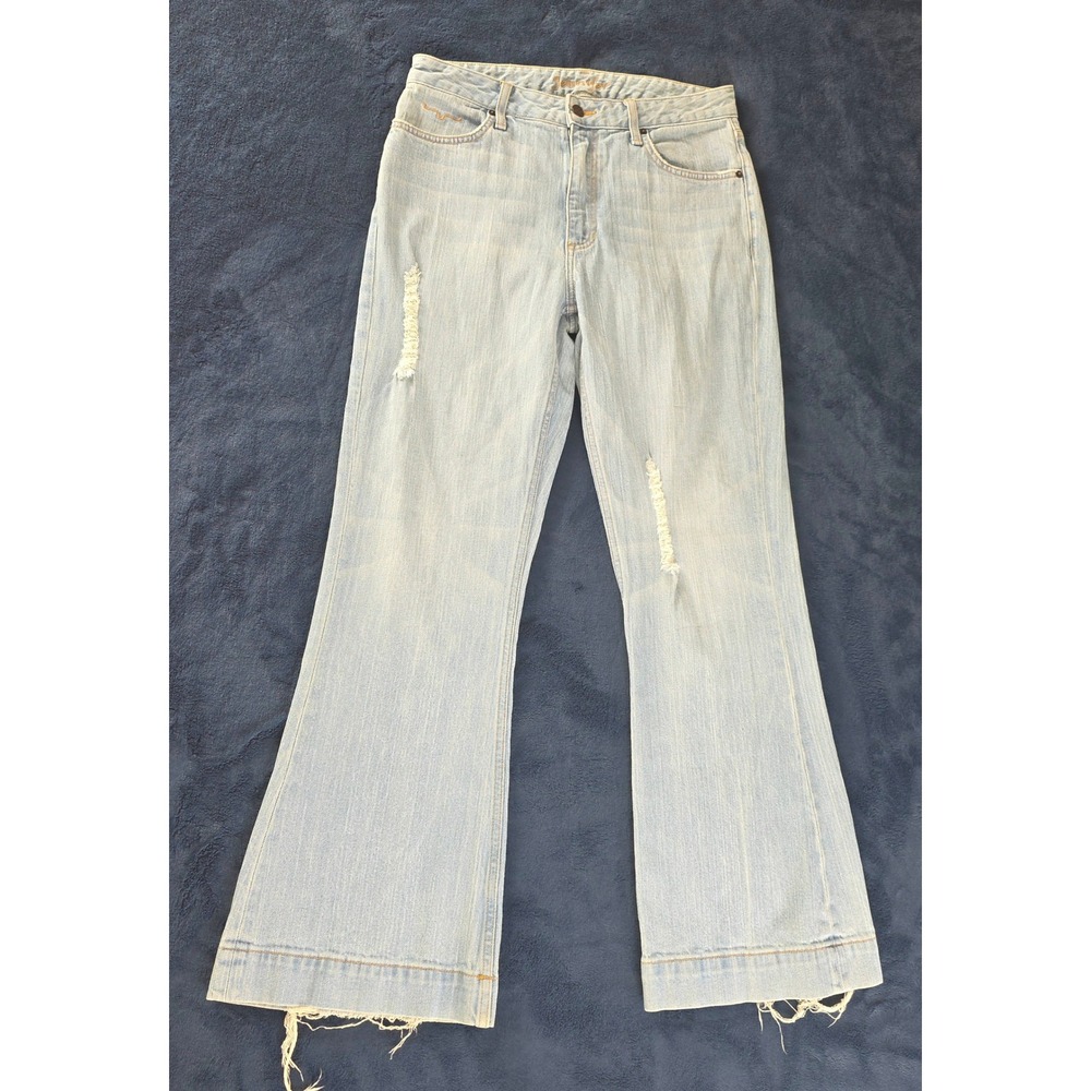 Kimes Ranch Jennifer Flare Leg Jeans Light Wash Distressed Size 10/32 USA Made